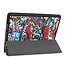 Case2go - Tablet cover suitable for Apple iPad 2021 - 10.2 inch - Tri-Fold Book Case - Apple Pencil Holder - Graffiti