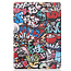 Case2go - Tablet cover suitable for Apple iPad 2021 - 10.2 inch - Tri-Fold Book Case - Apple Pencil Holder - Graffiti