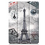 Case2go - Tablet cover suitable for Apple iPad 2021 - 10.2 inch - Tri-Fold Book Case - Apple Pencil Holder - Eiffel Tower