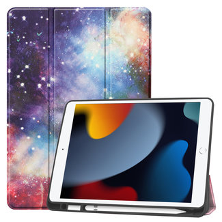 Cover2day Case2go - Tablet cover suitable for Apple iPad 2021 - 10.2 inch - Tri-Fold Book Case - Apple Pencil Holder - Galaxy