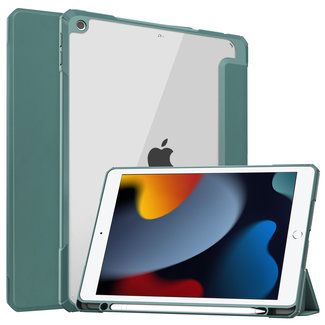 Cover2day Tablet hoes geschikt voor iPad 2021 - 10.2 Inch - Transparante Case - Tri-fold Back Cover - Donker Groen