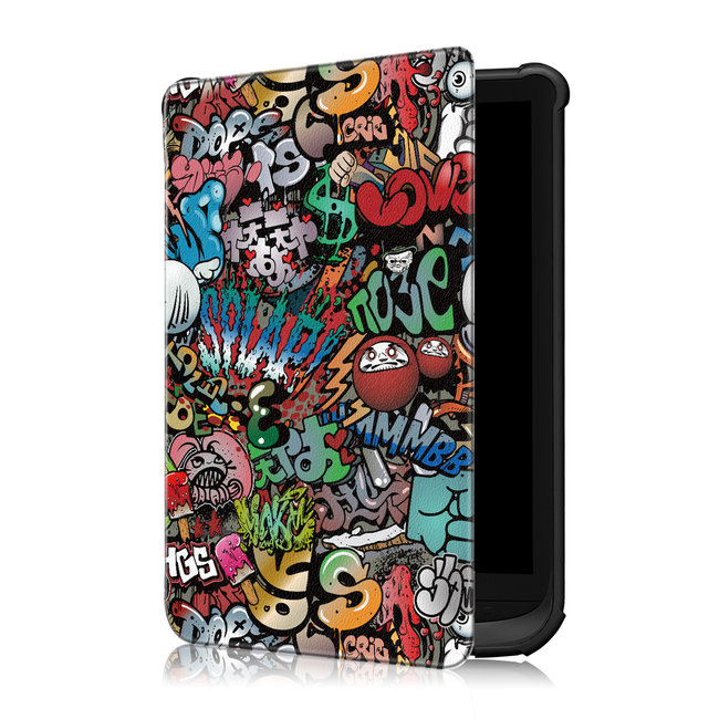 Case2go - Case for PocketBook Touch HD 3 - Slim Tri-Fold Book Case -with Auto Sleep Wake Function - Graffiti