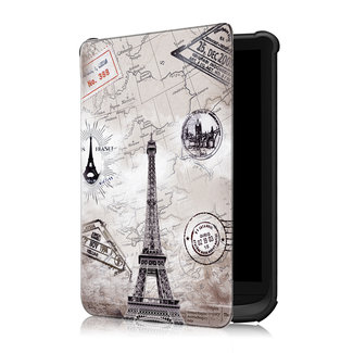 Cover2day Case2go - Case for PocketBook Touch Lux 5 - Slim Tri-Fold Book Case -with Auto Sleep Wake Function - Eiffel Tower