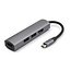 USB-C naar USB Splitter &amp; HDMI Adapter USB Hub 3.0 - 4 Poorten - 4K- USB-C aansluiting - Aluminium - Grijs