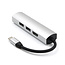 USB-C naar USB Splitter &amp; HDMI Adapter USB Hub 3.0 - 4 Poorten - 4K- USB-C aansluiting - Aluminium - Zilver