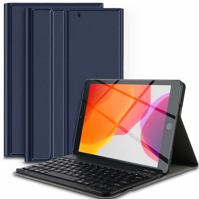 iPad 10.2 inch 2020 Case - Detachable Bluetooth Wireless QWERTY Keyboard Case - Blue