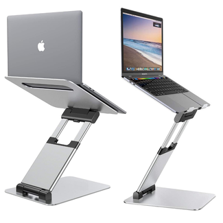 Cover2day Ergonomische Laptop Standaard - In hoogte verstelbaar - Staand en zittend werken - Universele Laptophouder - Aluminium  - Zilver