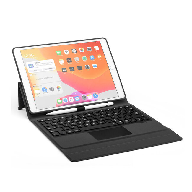 Bluetooth toetsenbord Tablet hoes voor iPad 2021 - 10.2 Inch - met Touchpad & Toetsenbord verlichting - Zwart