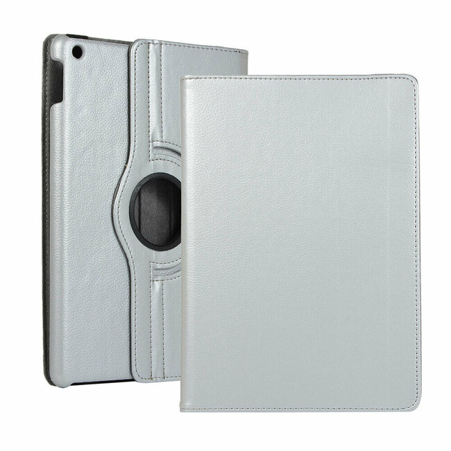 Case2go - Tablet cover suitable for iPad 2021 - 10.2 Inch - Rotatable Book Case Cover - Silver