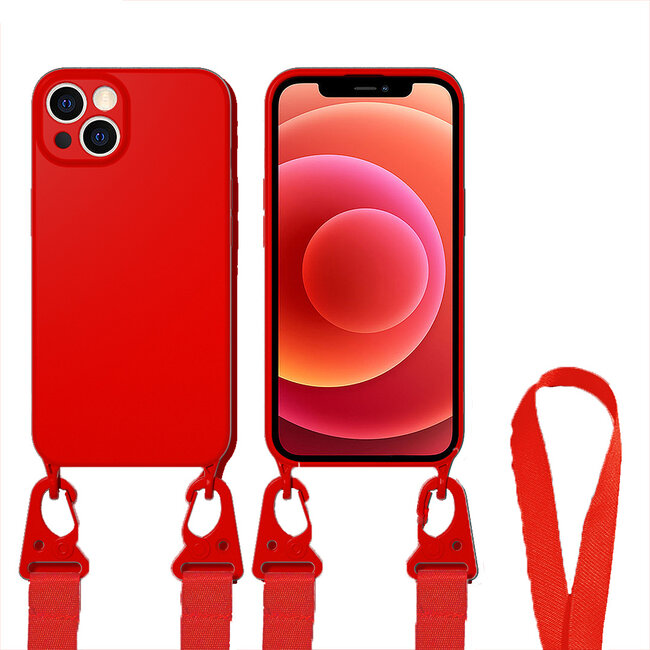 Hoesje Met Koord geschikt voor Apple iPhone 13 Pro Max - TPU Case - Siliconen Back Cover - Rood
