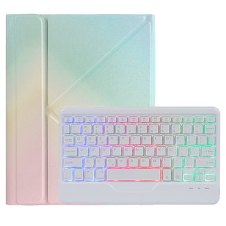 Cover2day Case2go - Wireless Bluetooth keyboard Tablet cover suitable for iPad 2021 - 10.2 Inch with RGB lighting and Stylus Pen Holder - Rainbow