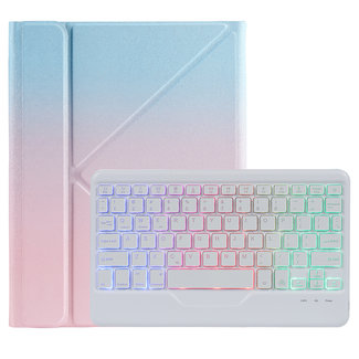 Cover2day Case2go - Wireless Bluetooth keyboard Tablet cover suitable for iPad 2021 - 10.2 Inch with RGB lighting and Stylus Pen Holder - Blue and Pink