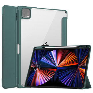 Cover2day Case for iPad Pro 2021 (12.9 Inch) - Tri-fold Back Cover - With Pencil Holder- Dark Green