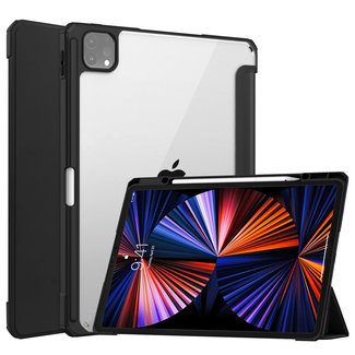 Cover2day Case for iPad Pro 2021 (12.9 Inch) - Tri-fold Back Cover - With Pencil Holder- Black