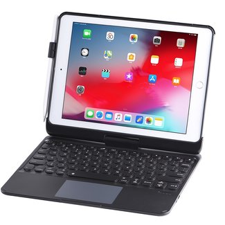 Cover2day Case for iPad 10.2 inch 2019 / 2020 - QWERTY - Bluetooth Keyboard Folio Cover - with Touchpad & Keyboard Backlight - Black