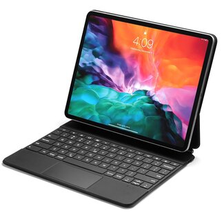 Merkloos Case for iPad Pro 12.9 (2021/2020/2018) - QWERTY - Bluetooth Keyboard Folio Cover - with Touchpad & Keyboard Backlight - Black