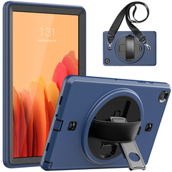 Case2go - Hoes voor Samsung Galaxy Tab A7 10.4 (2020) - Hand Strap Armor - Rugged Case met schouderband - Donkerblauw