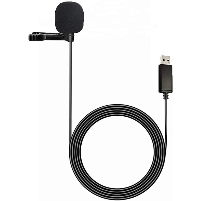 Professionele microfoon voor mobiele telefoon, tablet en laptop - Lavalier Clip On systeem - USB Aansluiting  - 1.5 meter kabel