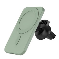 Autohouder en Draadloze Oplader geschikt voor iPhone MagSafe - Telefoonhouder voor Ventilatierooster - Groen