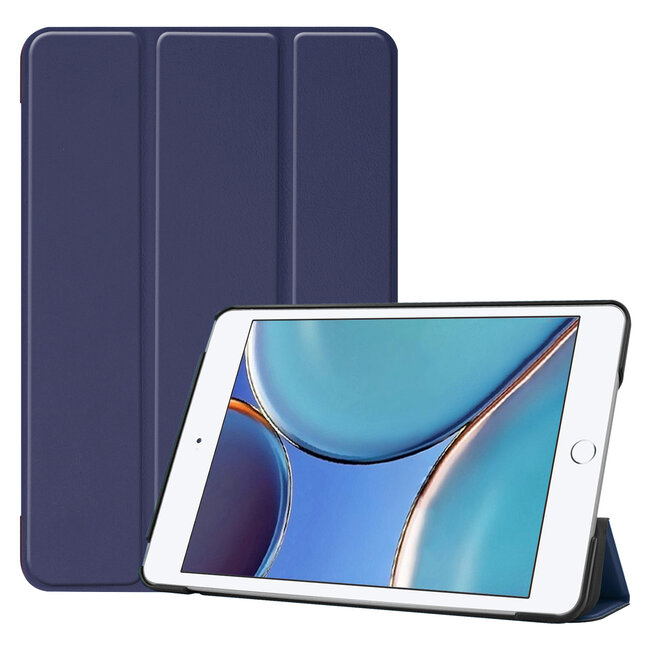 Case2go - Case for iPad Mini 6 (2021) 8.0 inch - Slim Tri-Fold Book Case - Lightweight Smart Cover - Navy Blue