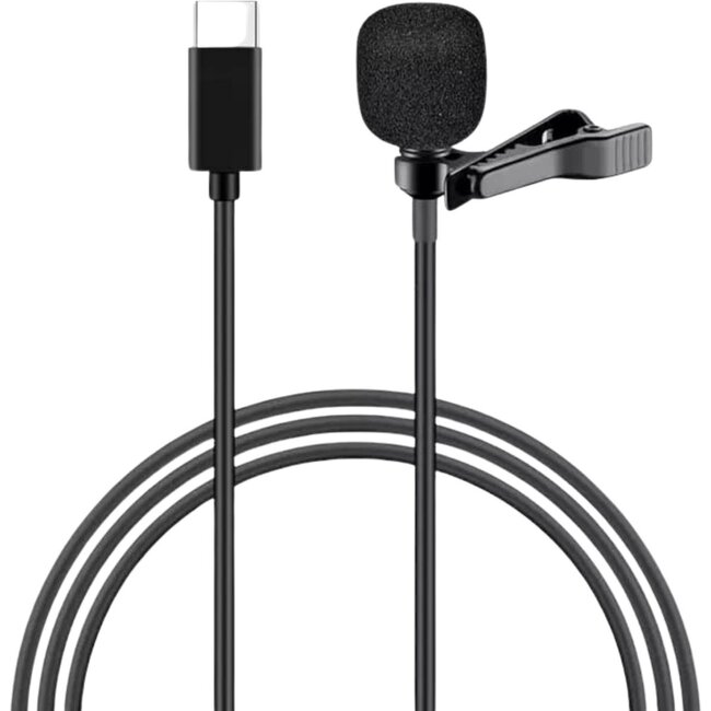 Professional microphone for iPhone and iPad - Lavalier Clip On system - USB Type-C connection - 1.5 meter cable