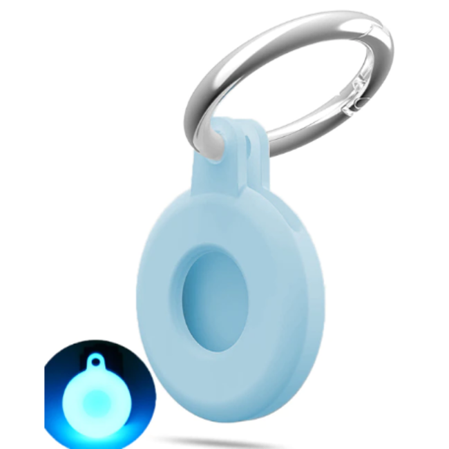 Apple - Airtag key ring - Silicone Airtag case - Airtag case with key ring clip - Pastel Blue