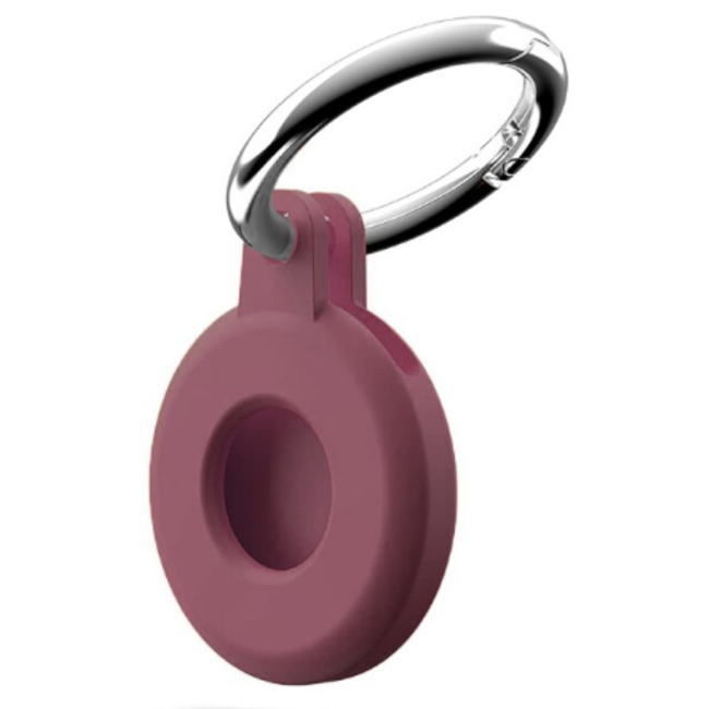 Apple - Airtag key ring - Silicone Airtag case - Airtag case with key ring clip - Dark Red
