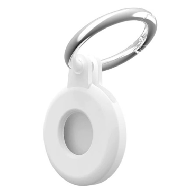 Apple - Airtag key ring - Silicone Airtag case - Airtag case with key ring clip - White