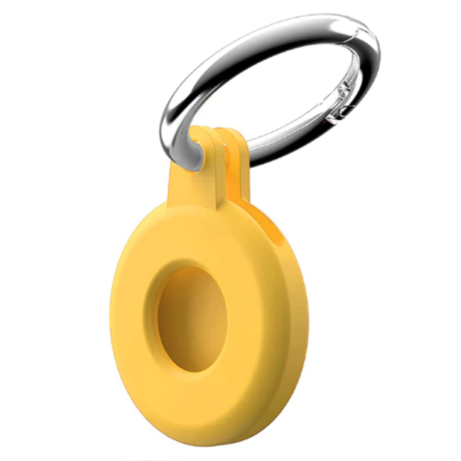 Apple - Airtag key ring - Silicone Airtag case - Airtag case with key ring clip - Yellow