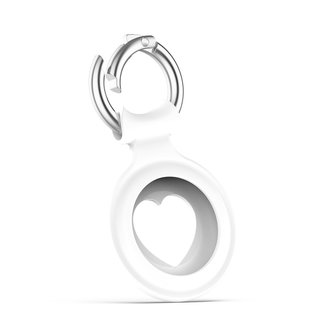 Cover2day Apple AirTag Keychain - Silicone AirTag Pendant with Heart - AirTag Apple Case - White