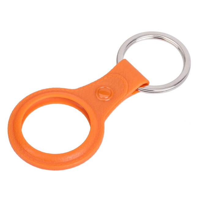 Sleutelhanger voor Airtag - Siliconen AirTag Hanger met Leren Print - Hoesje voor Apple Airtag - Oranje