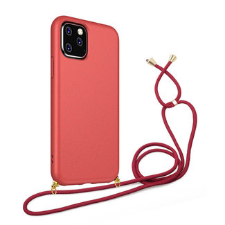 Cover2day Case With Cord for Apple iPhone 12 Pro Max - TPU Case - Silicone Back Cover - Red