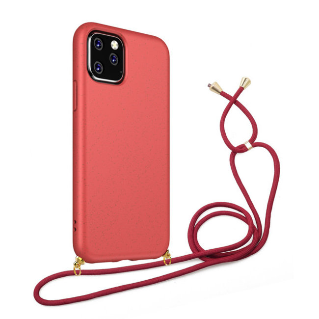 Case With Cord for Apple iPhone 12 Pro Max - TPU Case - Silicone Back Cover - Red