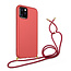 Case With Cord for Apple iPhone 12 Pro Max - TPU Case - Silicone Back Cover - Red