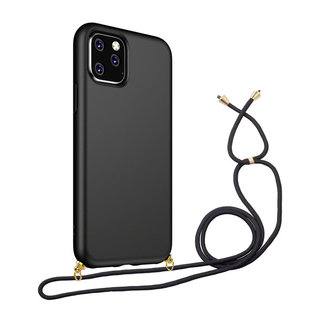 Cover2day Case With Cord for Apple iPhone 12 Pro Max - TPU Case - Silicone Back Cover - Black