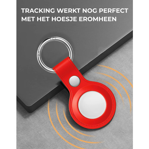 Cover2day PU lederen hoesje voor Apple AirTag - AirTag hanger - Rood
