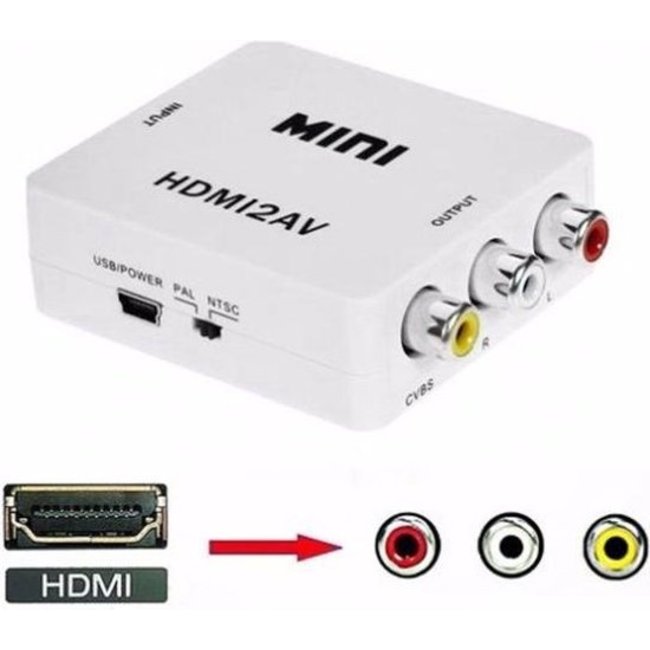 Case2go - HDMI (Randapparatuur) naar AV Adapter - naar Tulp aansluiting (Beeld) - RCA, 2x audio (L/R) - Wit