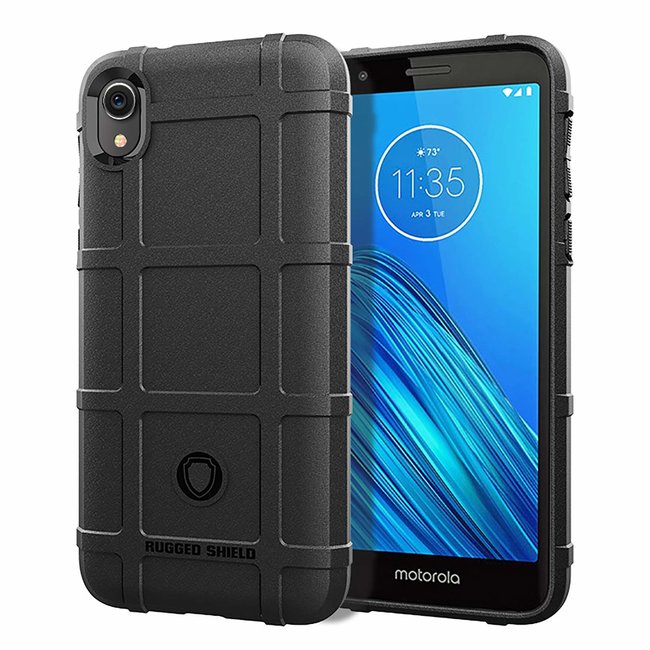 Motorola Moto E6 hoes - Heavy Armor TPU Bumper - Back Cover - Zwart