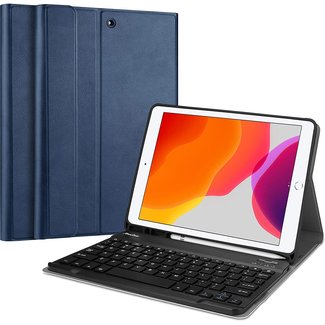 Cover2day iPad 10.2 inch 2020 Case - QWERTY Keyboard Case with Pencil holder - Blue