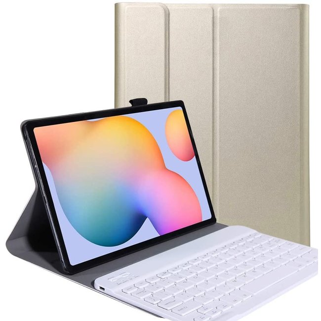 Samsung Galaxy Tab S7 Plus - Bluetooth keyboard case - Magnetically Detachable Wireless Keyboard - Gold