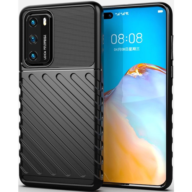 Huawei P40 case - Shockproof Armor TPU Back Cover - Black