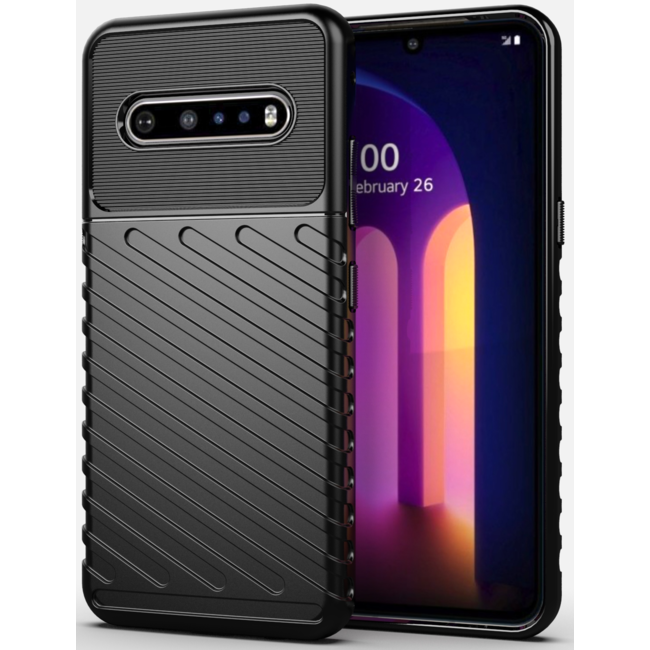 LG V60 ThinQ case - Shockproof Armor TPU Back Cover - Black