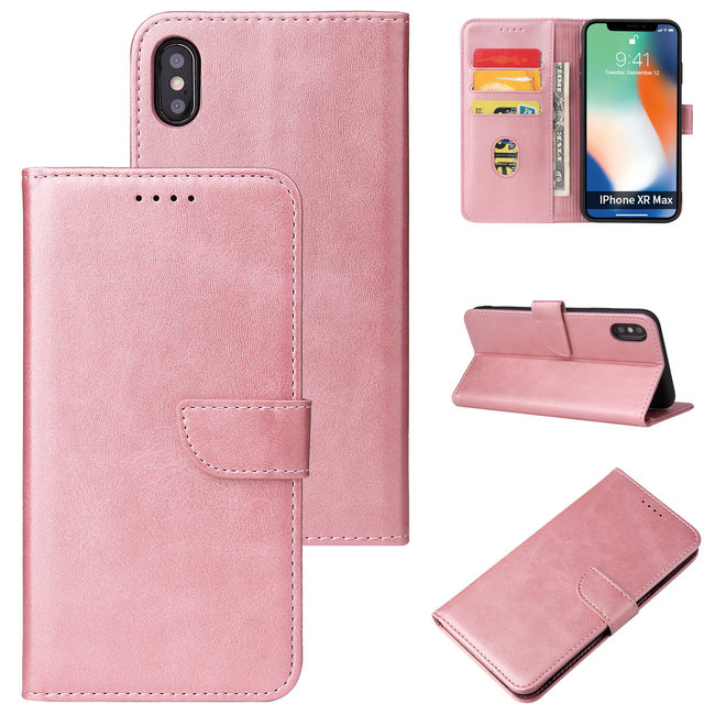 iPhone Xs Max hoesje - Wallet Book Case - Magnetische sluiting - Ruimte voor 3 (bank)pasjes - Rosé Goud