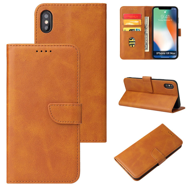 iPhone Xs Max hoesje - Wallet Book Case - Magnetische sluiting - Ruimte voor 3 (bank)pasjes - Licht Bruin
