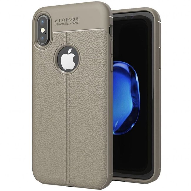 Litchi Leather TPU Case - iPhone X - Grey