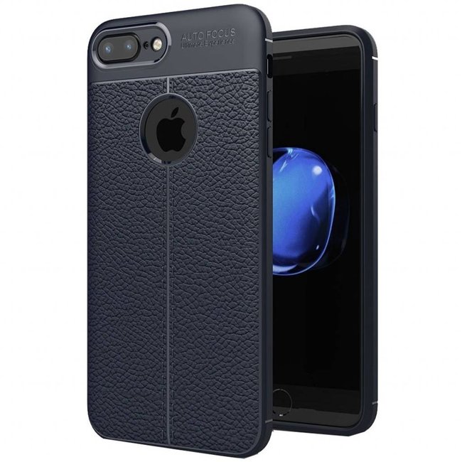 Litchi TPU Case geschikt voor iPhone 7 Plus / iPhone 8 Plus - Blauw