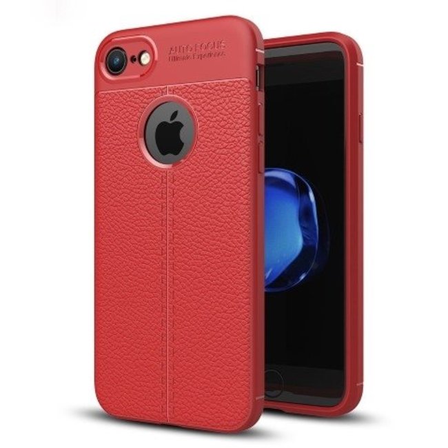 Litchi TPU Case geschikt voor iPhone 7 / iPhone 8 - Rood