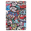 Case2go - Case for Samsung Galaxy Tab S7 FE - Slim Tri-Fold Book Case - Lightweight Smart Cover with Pencil holder - Graffiti