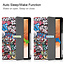 Case2go - Case for Samsung Galaxy Tab S7 FE - Slim Tri-Fold Book Case - Lightweight Smart Cover with Pencil holder - Graffiti