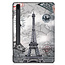 Case2go - Case for Samsung Galaxy Tab S7 FE - Slim Tri-Fold Book Case - Lightweight Smart Cover with Pencil holder - Eiffel Tower